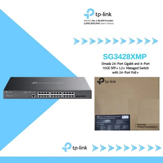 TP LINK TL-SG3428XMP JETSTREAM 24-PORT POE GIGABIT & 4-PORT 10GE SFP+ L2+ MANAGED SWITCH - KUN TRADERS
