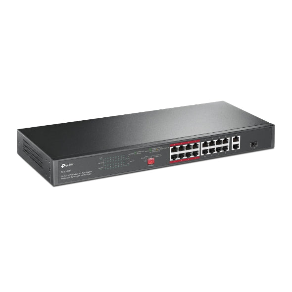 TP-LINK TL-SL1218P 16-PORT PoE 10/100MBPS + 2 GIGABIT UPLINK PORTS MANAGED SWITCH- KUN TRADERS