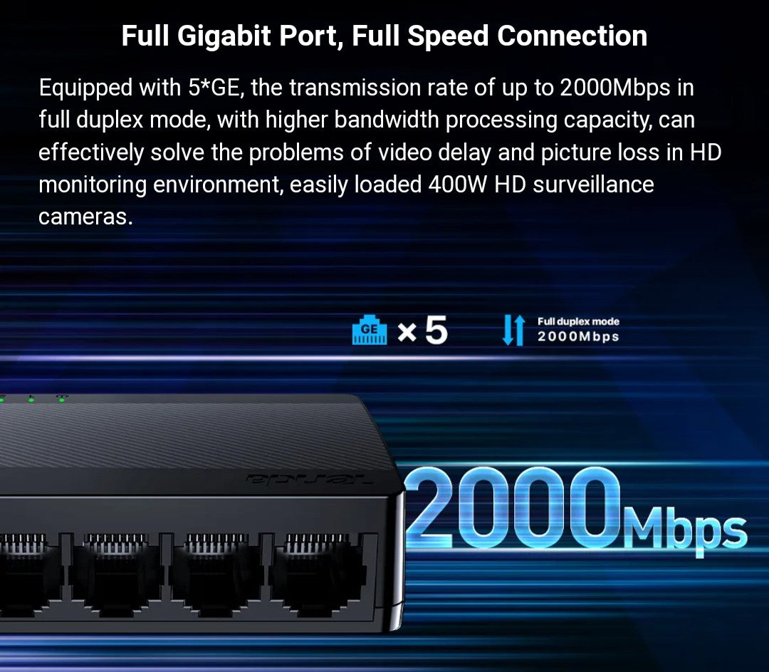 TENDA SG105, 5 PORT POE GIGABIT DESKTOP SWITCH  - KUN TRADERS