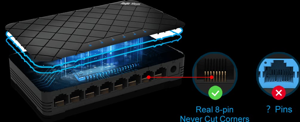 RUIJIE RG-ES05G 5-PORT GIGABIT ETHERNET SWITCH, UNMANAGED, PLUG AND PLAY - KUN TRADERS