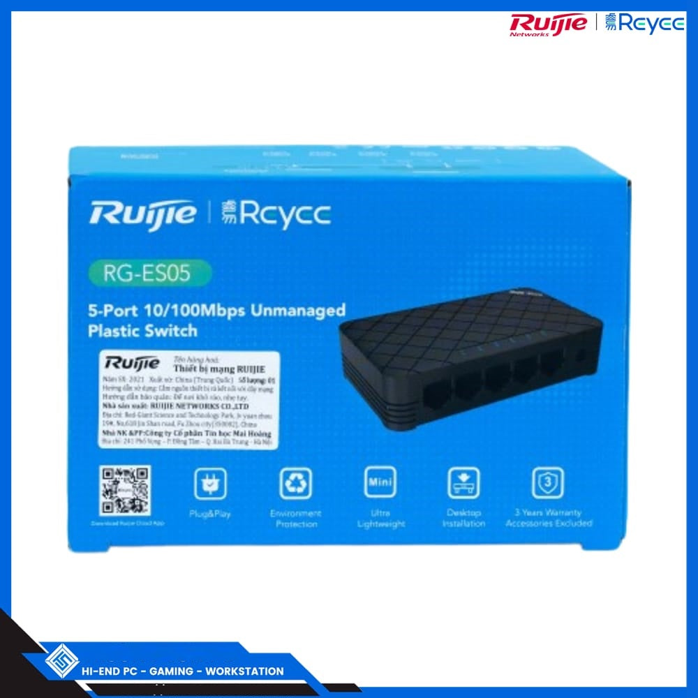 RUIJIE RG-ES05G 5-PORT GIGABIT ETHERNET SWITCH, UNMANAGED, PLUG AND PLAY - KUN TRADERS