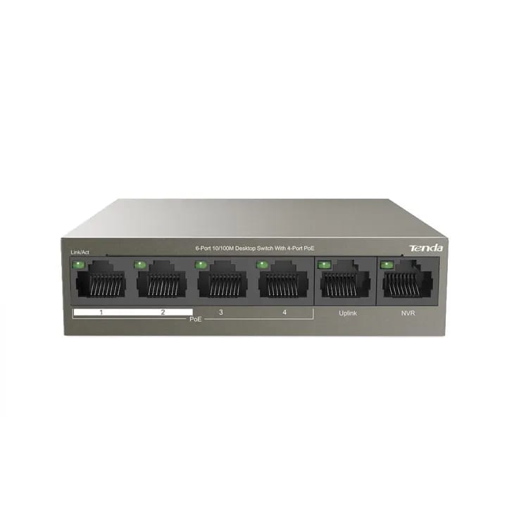 TENDA TEF1106P-4-63W 4 PORT POE + 2 PORT UPLINK SWITCH - KUN TRADERS
