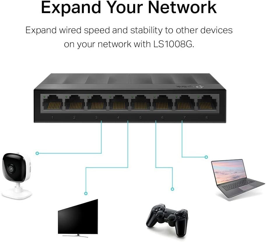 TP-LINK LS1008G 8-PORT GIGABIT UNMANAGED SWITCH - FAST ETHERNET - KUN TRADERS