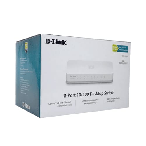 D-LINK DES-1008C 8-PORT NON POE UNMANAGED ETHERNET SWITCH, 10/100Mbps - KUN TRADER