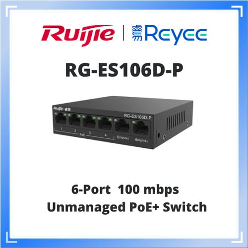 RUIJIE RG-ES106D-P 6 PORT POE GIGABIT SWITCH-UNMANAGED - KUN TRADERS
