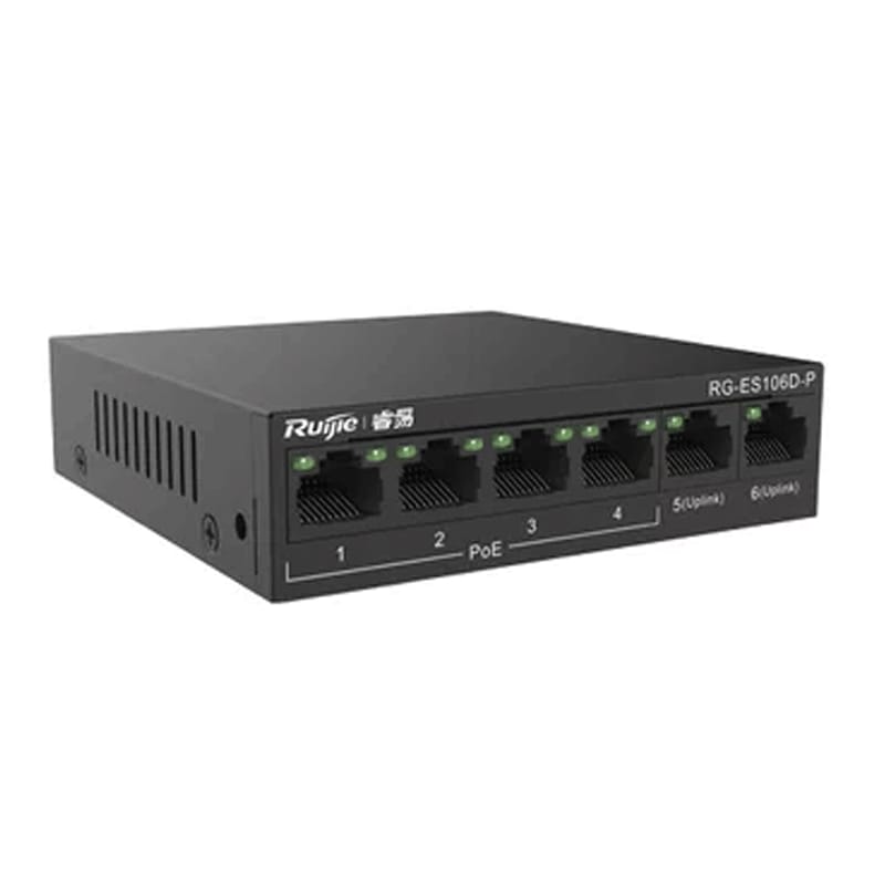 RUIJIE RG-ES106D-P 6 PORT POE GIGABIT SWITCH-UNMANAGED - KUN TRADERS