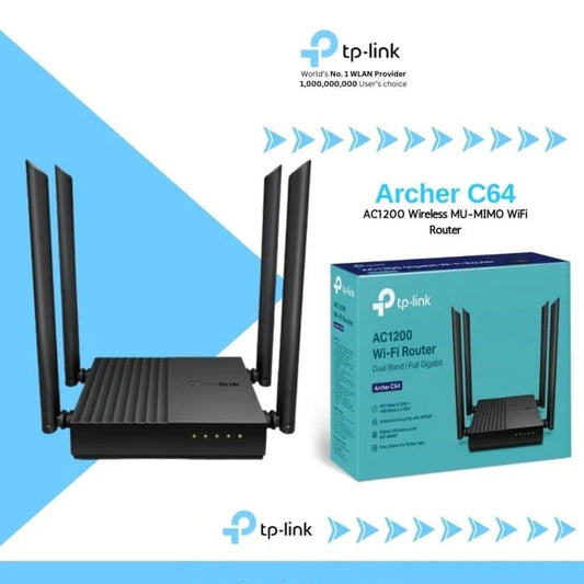 TP-LINK ARCHER C64 AC1200 WIRELESS MU-MIMO WiFi ROUTER- KUN TRADERS