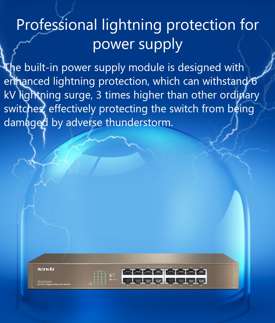 TENDA TEG1016D - POE SWITCH 16 PORT GIGABIT ETHERNET SWITCH - KUN TRADERS