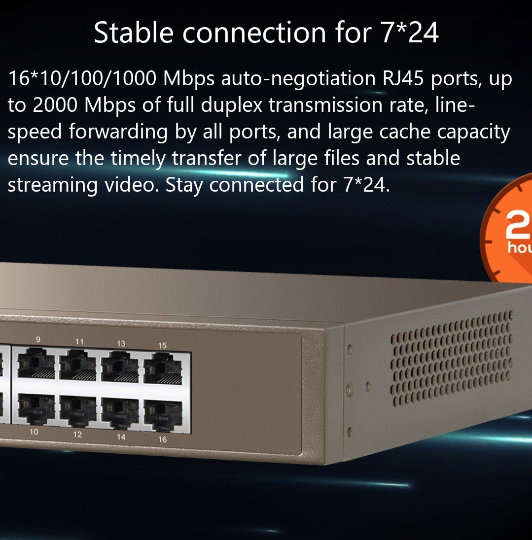 TENDA TEG1016D - POE SWITCH 16 PORT GIGABIT ETHERNET SWITCH - KUN TRADERS