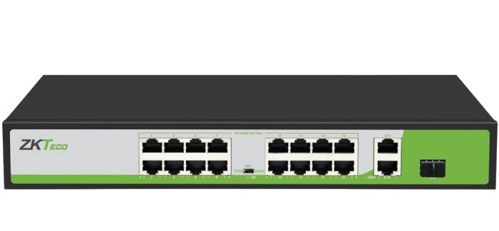 ZKT PE162-200-C 16-PORT POE SWITCH 10/100MBPS + 2 UPLINK, 1 SFP PORT, 200W- KUN TRADERS
