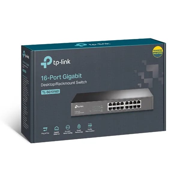 TP-LINK 16-PORT GIGABIT SWITCH (SG1016D) - DESKTOP/RACKMOUNT DESIGN- KUN TRADERS