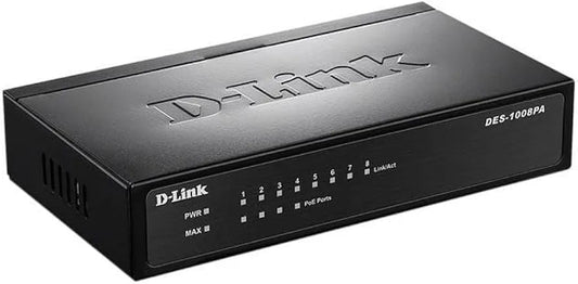 D-LINK DES-1008PA 8-PORT PoE SWITCH, 10/100Mbps, 4 PoE PORTS UNMANAGED SWITCH - KUN TRADER