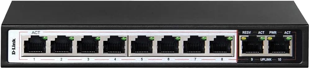 D-LINK DES-F1010P-E 10-Port PoE SWITCH, 10/100Mbps-8 PoE & 2 UPLINK PORTS - KUN TRADER