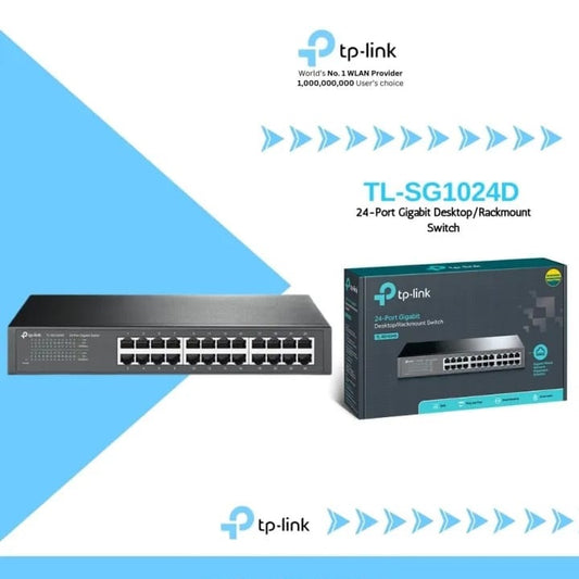 TP-LINK 24-PORT NON POE GIGABIT SWITCH (TL-SG1024D) - RACKMOUNT DESIGN- KUN TRADERS