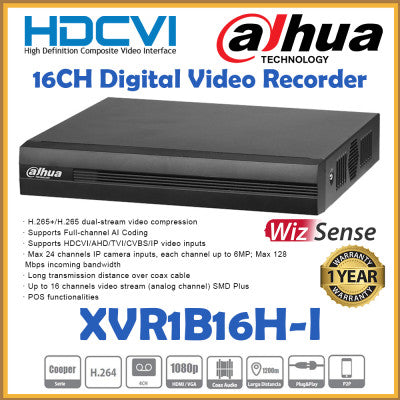 DAHUA 16 CHANNEL XVR1B16H-I - 5MP SUPPORTED VIDEO RECORDER - KUN TRADERS