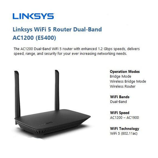 LINKSYS WiFi 5 ROUTER DUAL-BAND AC1200 (E5400) - KUN TRADERS