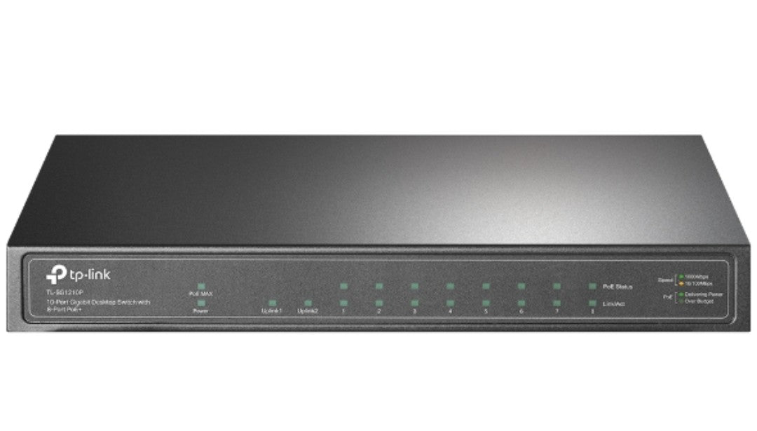 TL-SG1210P TP-LINK 10-PORT GIGABIT MANAGED POE+ SWITCH  - 8 PORT POE+2 SFP - KUN TRADER