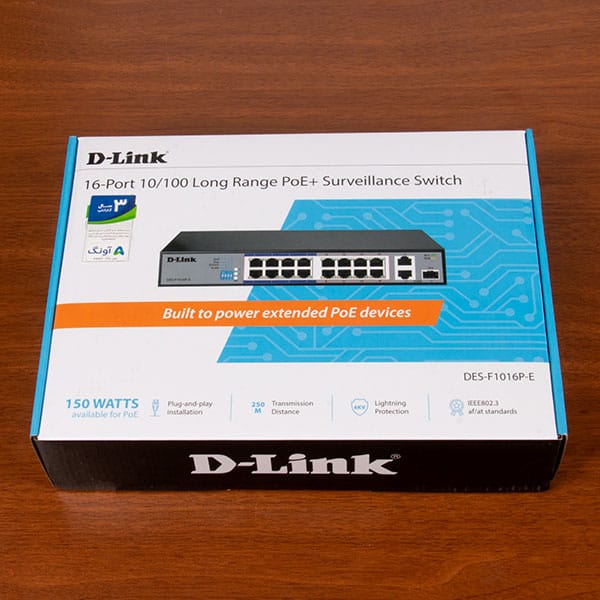 16-PORT PoE ETHERNET SWITCH (D-Link DES-F1016P) 10/100Mbps, 32W POWER BUDGET - KUN TRADER