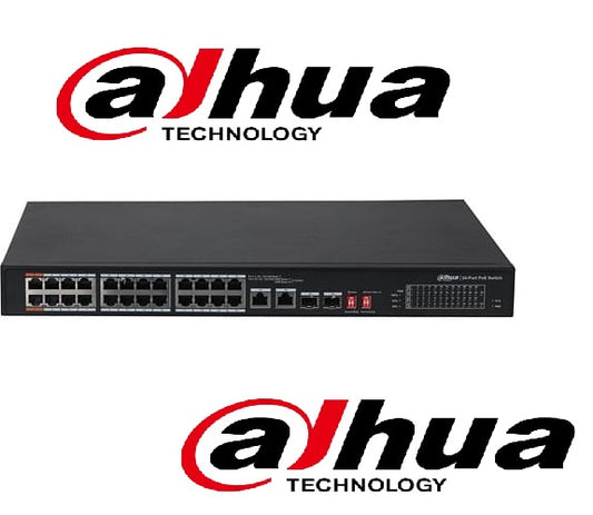 DAHUA  26 PORT UNMANAGED SWITCH WITH 24 POE PORT DH-PFS3226-24ET-240 - KUN TRADER