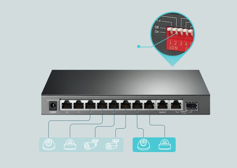 TL-SG1210P TP-LINK 10-PORT GIGABIT MANAGED POE+ SWITCH  - 8 PORT POE+2 SFP - KUN TRADER