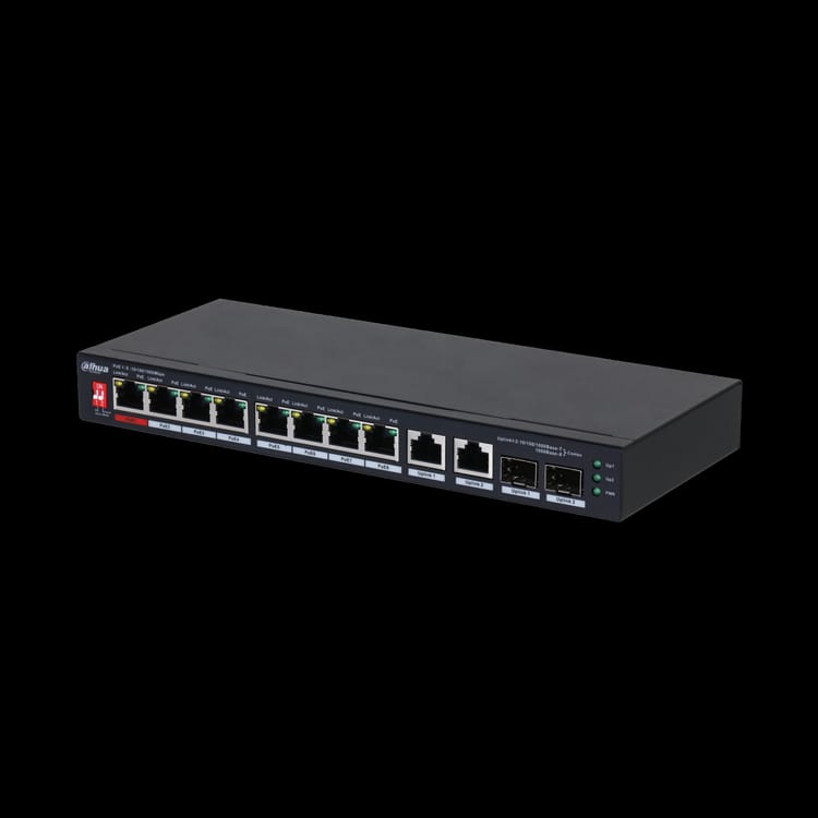 DAHUA PFS3210-8GT2GF-96 WITH 8 POE RJ45 PORTS - 2 SFP PORTS & 2 RJ45 COMBO UPLINK PORTS - KUN TRADERS