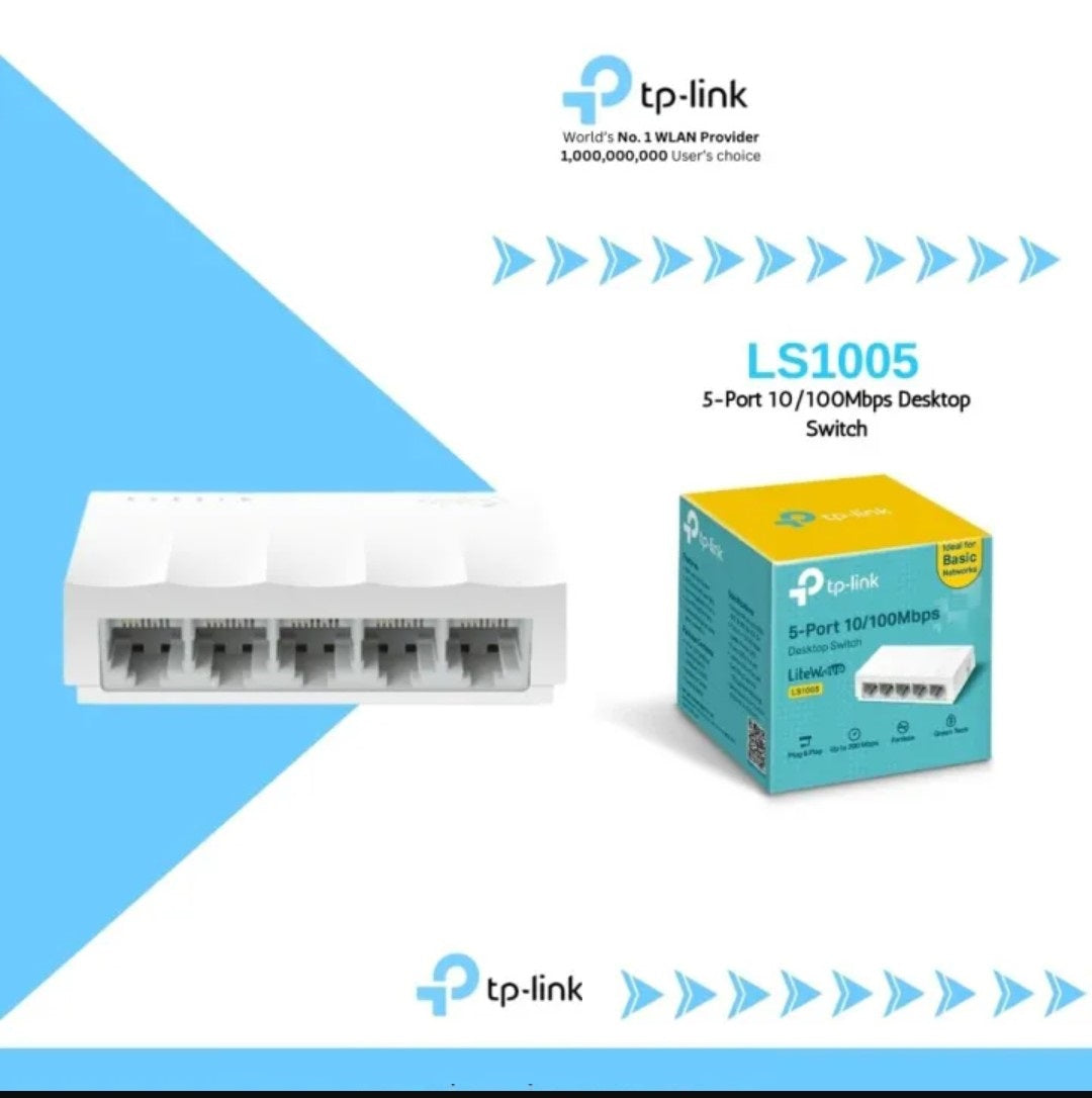 TP-LINK LS1005 5-PORT NON GIGABIT & NON POE/UNMANAGED NETWORK SWITCH - KUN TRADER