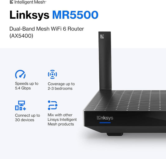 LINKSYS  HYDRA PRO 6 DUAL‑BAND WiFi 6 MESH ROUTER AX5400 MR5500 - KUN TRADERS