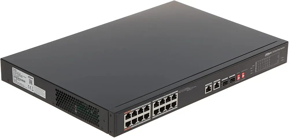 DAHUA 18-PORT UNMANAGED DESKTOP SWITCH WITH 16-PORT PoE + 2 OPTICAL PORT SWITCH PFS3218-16ET-135 - KUN TRADERS
