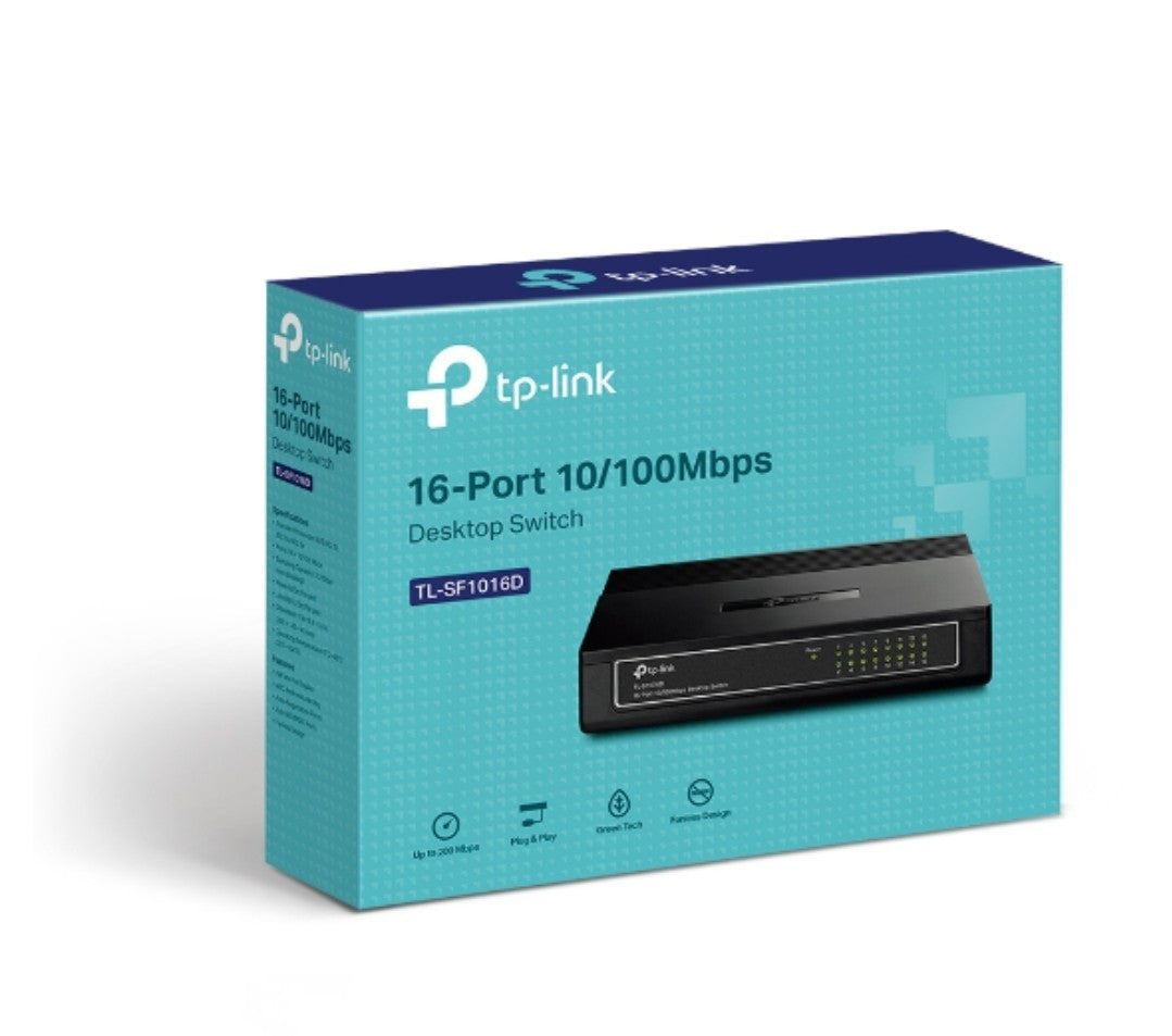 TP-LINK TL-SF1016D 16-PORT FAST ETHERNET UNMANAGED SWITCH - KUN TRADERS