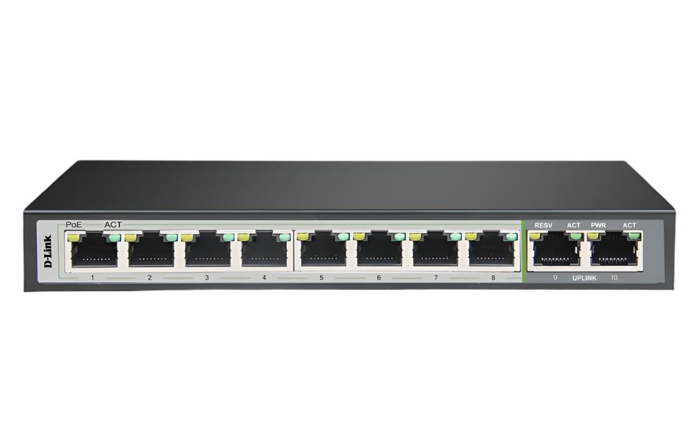 D-LINK DGS-F1010P-E 10-PORT GIGABIT PoE FAST ETHERNET SWITCH WITH 2 UPLINKS PORTS - UNMANAGED, 120W - KUN TRADER