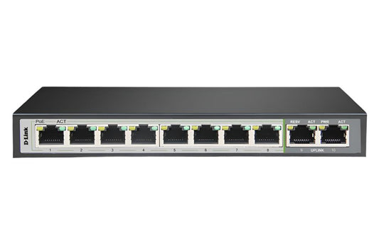 D-LINK DGS-F1010P-E 10-PORT GIGABIT PoE FAST ETHERNET SWITCH WITH 2 UPLINKS PORTS - UNMANAGED, 120W - KUN TRADER