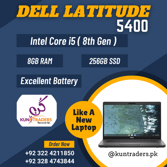 Dell Latitude 5400 Intel Core i5 8th Generation, 8GB Ram, 256GB SSD, 14" Led Display Like A New Laptop