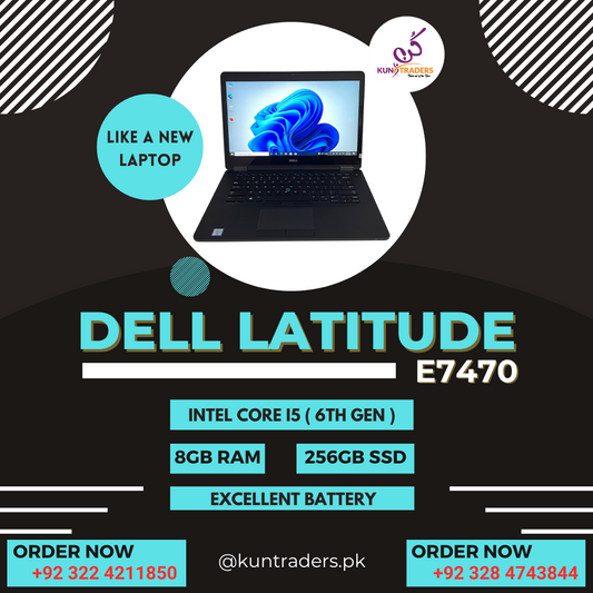 Dell Latitude E7470 - Core i5 6th Generation - 8GB DDR4 RAM - 256GB SSD - 14inch HD Screen
