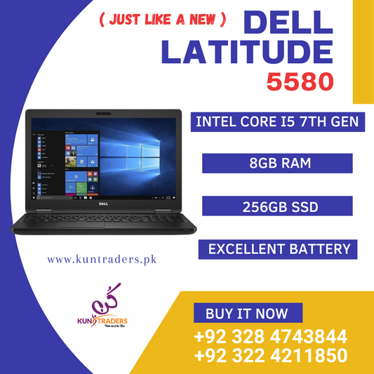 Dell Latitude 5580 Workstation Laptop Intel Core i5 7th Gen 8GB RAM, 256GB SSD 15.6" Display with Webcam Windows 10 Pro Like A New Laptop