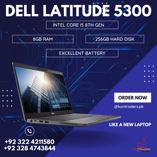 Dell Latitude 5300 Core i5 8th Gen, 8GB, 256GB , 13.3″ FHD LED Daraz Like A New Laptop