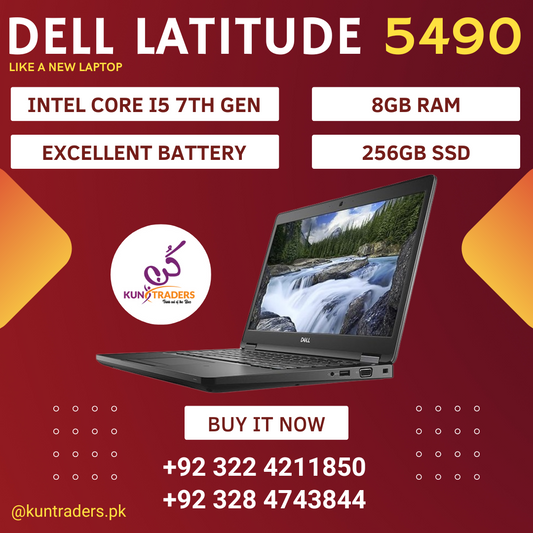 Dell Latitude 5490 Core i5 7th Gen, 8GB, 256GB SSD, 14″ FHD Display Backlit Keyboard Like A New Laptop