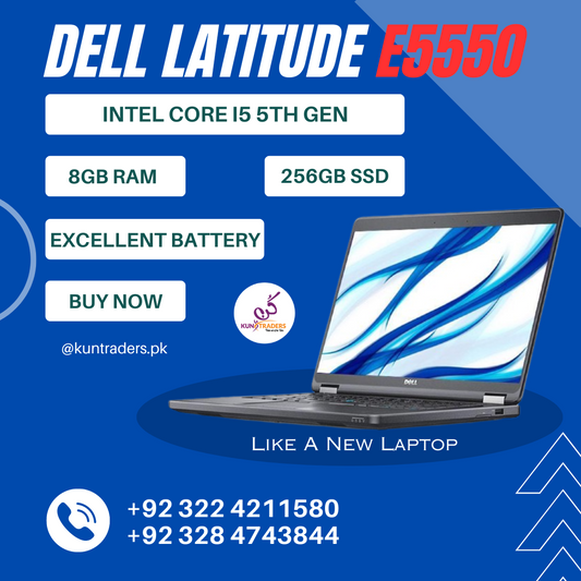 Dell Latitude E5550 Core i5 5th Gen, 8GB, 256GB SSD, 15.6″ FHD LED Like A New Laptop