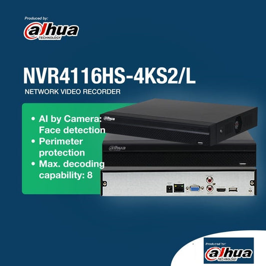 DAHUA 16 CHANNEL NVR 4116HS-4KS2/LMETAL BODY - SUPPORTED UPTO 8MP - KUN TRADERS