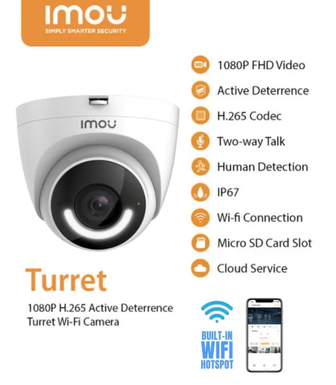 DAHUA IMOU TURRET SE IPC-T22EP 2MP WiFi CAMERA - KUN TRADERS