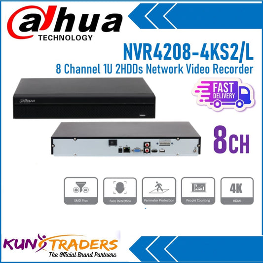 DAHUA 8 CHANNEL DHI-4208-4KS2/L METAL BODY - WITH 2 HARD - KUN TRADERS