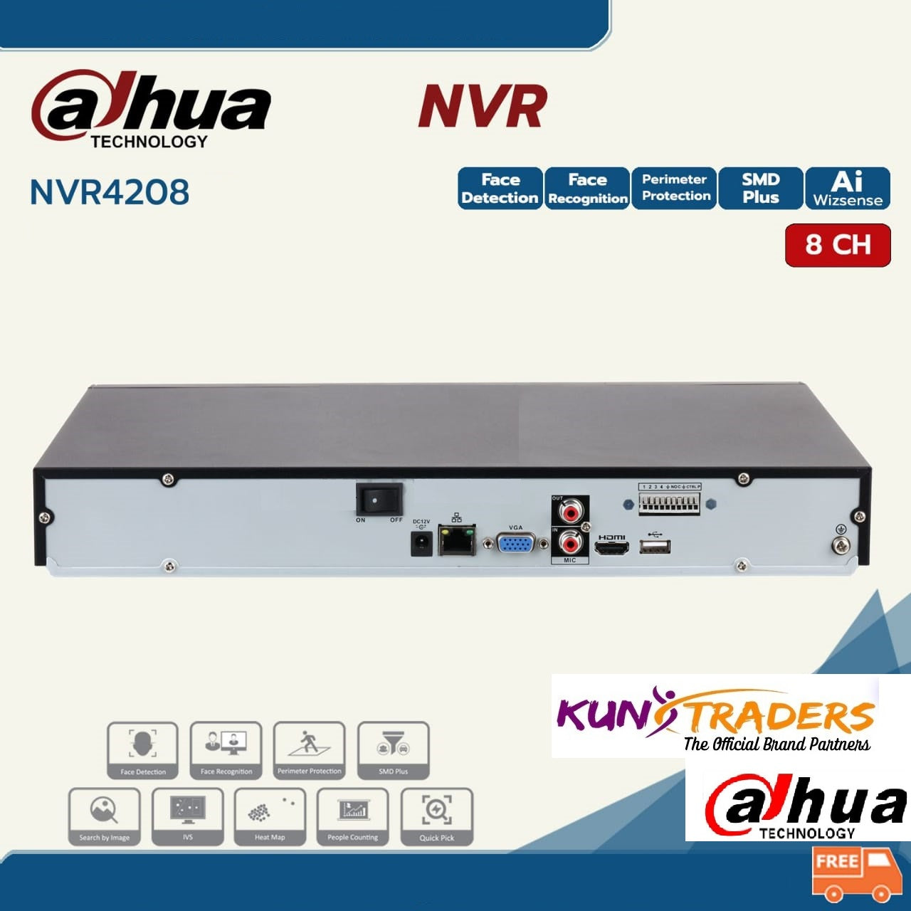DAHUA 8 CHANNEL DHI-4208-4KS2/L METAL BODY - WITH 2 HARD - KUN TRADERS