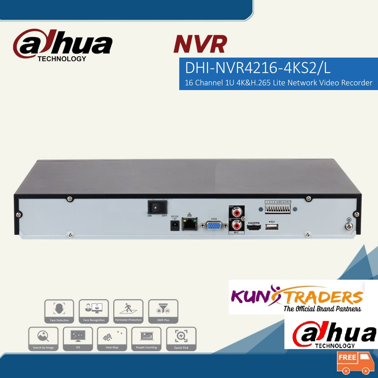 DAHUA 16 CHANNEL DHI-4216-4KS2/L METAL BODY - RESOLUTION UPTO 12MP- KUN TRADERS