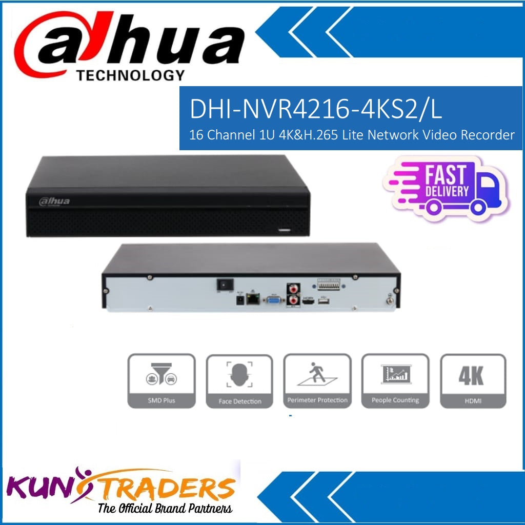 DAHUA 16 CHANNEL DHI-4216-4KS2/L METAL BODY - RESOLUTION UPTO 12MP- KUN TRADERS