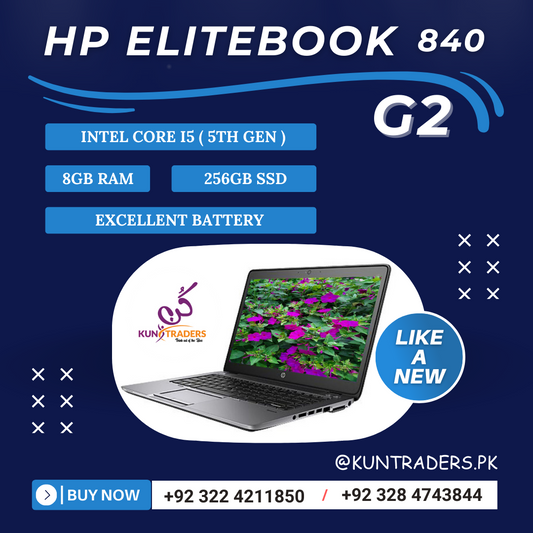 HP EliteBook 840 G2 - Core i5 5th Generation - 8GB RAM - 256GB SSD -14 inch - Like A New Laptop