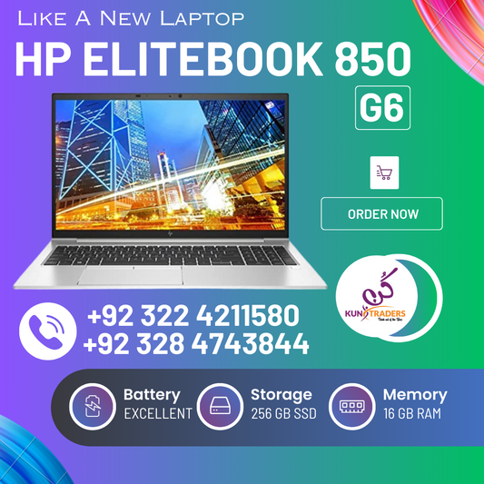 HP Elitebook 850 G6 Core i5 8th Gen, 16GB RAM, 256GB SSD, 15.6″ FHD IPS LED Windows 11 Pro Like A New Laptop
