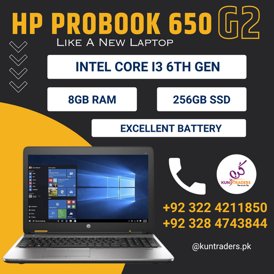 HP ProBook 650 G2 Laptop Core i3 6th Gen 8GB RAM, 256GB SSD 15.6 Inch Screen Just Like A New Laptop