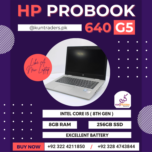 HP ProBook 640 G5 Core i5 8th Gen - 8GB RAM, 256GB SSD - Backlit KB, FP Reader, 14Inch Screen Like A New Laptop