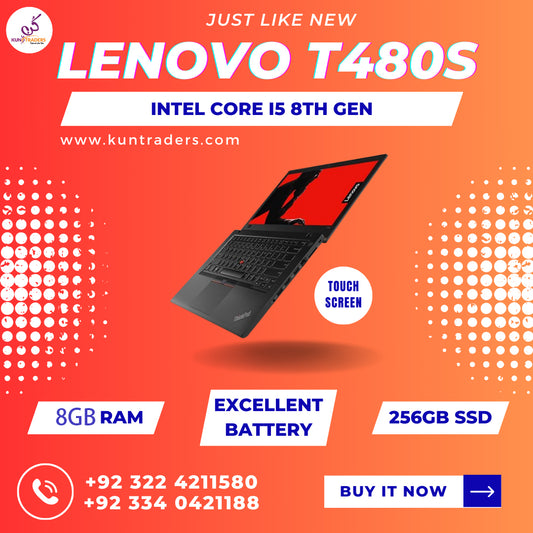Lenovo ThinkPad T480s Core i5 8th Gen, 8GB RAM, 256GB SSD, 14″ FHD Touch Like A New Laptop Screen LED