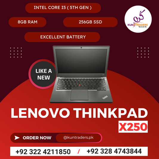 Lenovo Thinkpad X250 Core i5 5th Gen, 8GB RAM, 256GB SSD, 12″ HD LED Like A New Laptop