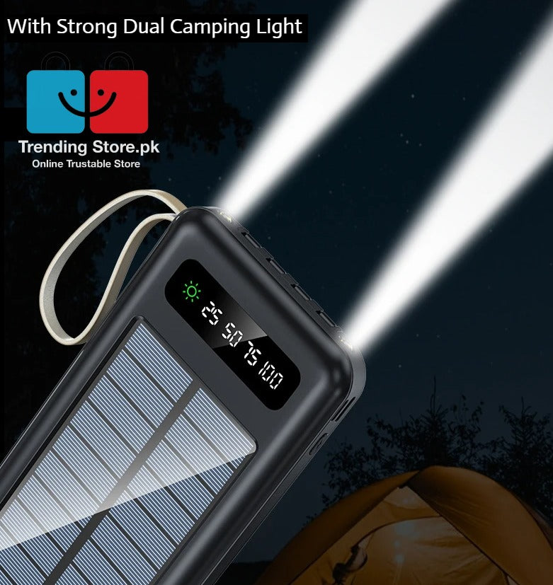 Solar Mobile Charging Power Bank 10000 mAh Battery With 4 Charging Cables iPhone, Android,